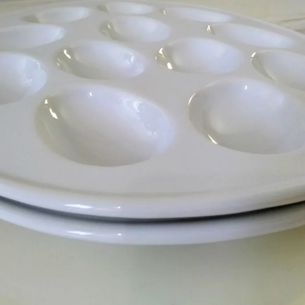 BIA Cordon Bleu 24 Deviled Egg White Porcelain Serving Platters - Set of 2